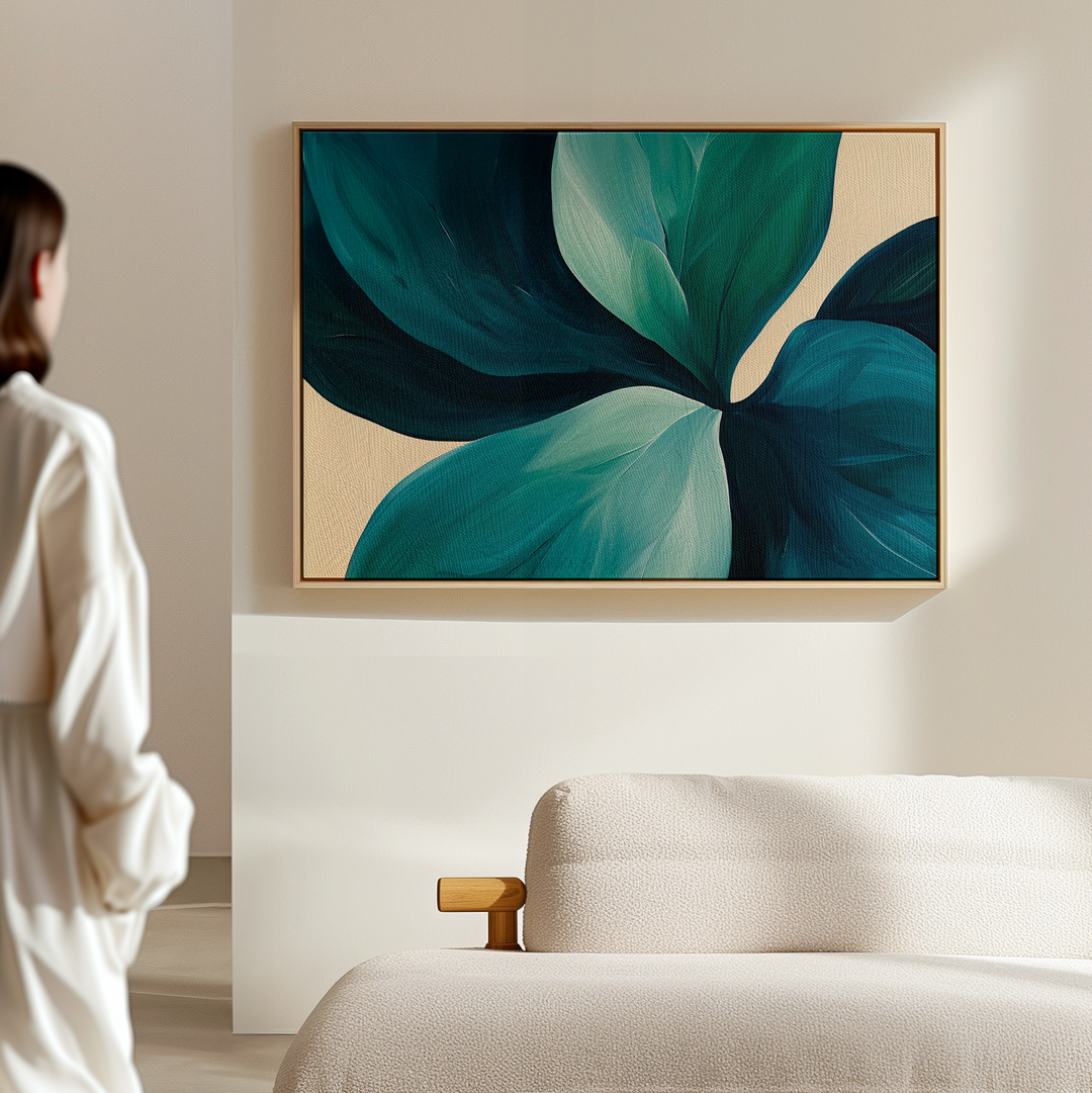 Lush Teal Foliage Abstract Canvas Art