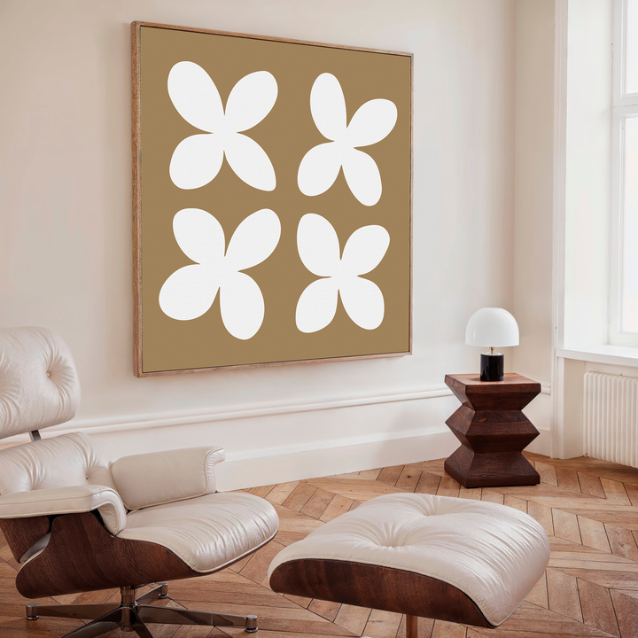 Beige Blossoms Abstract Canvas Art