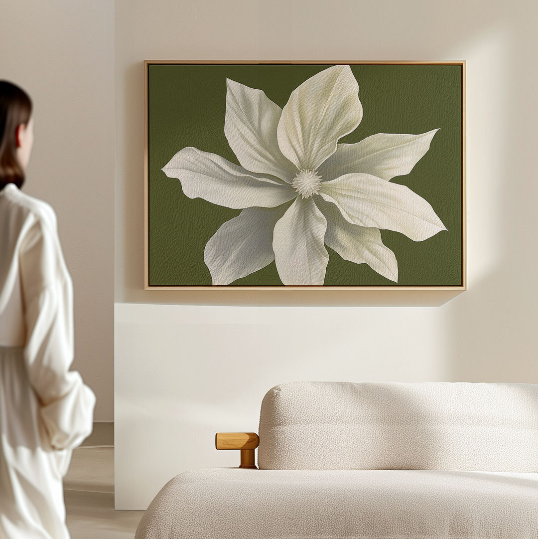 White Petal Oasis Abstract Canvas Art