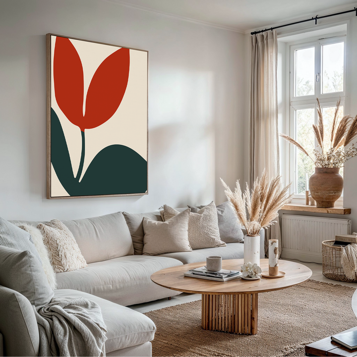 Red Botanic Abstract Canvas Art