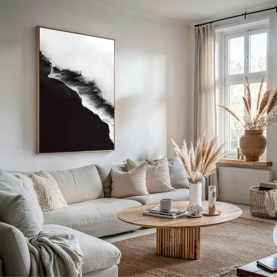 Black Ocean Abstract Canvas Art