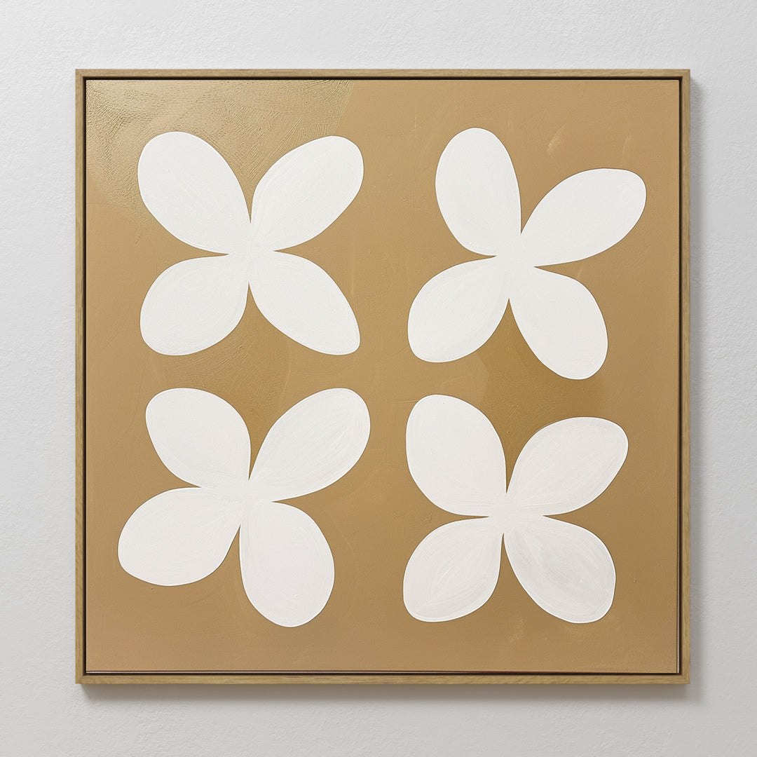 Beige Blossoms Abstract Canvas Art