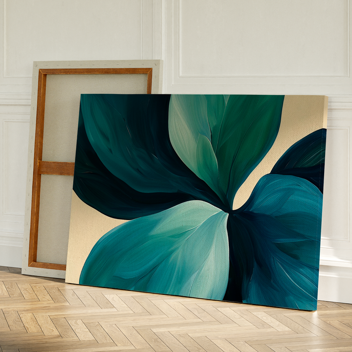 Lush Teal Foliage Abstract Canvas Art