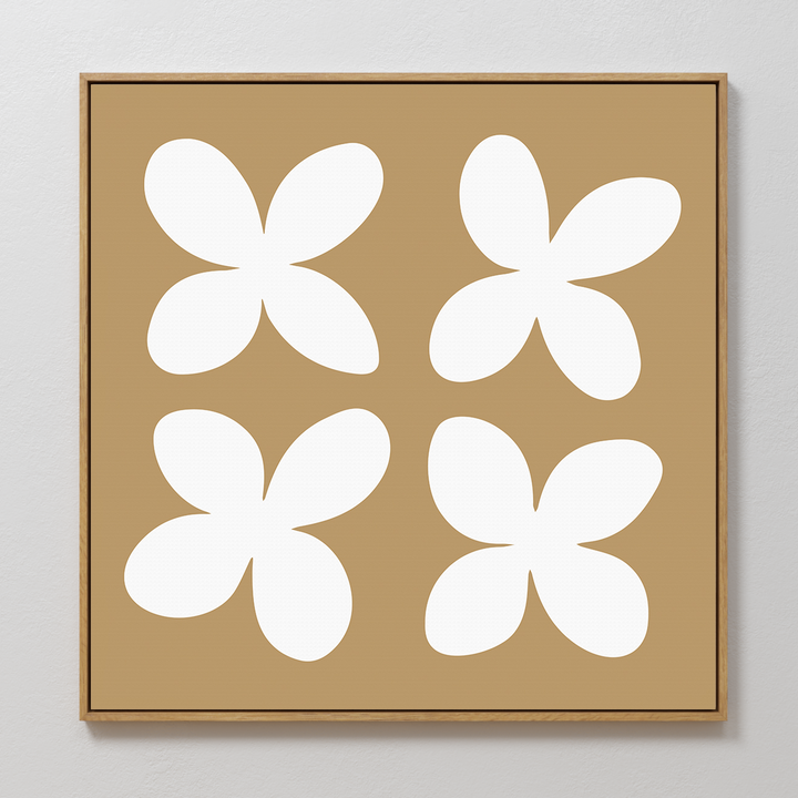 Beige Blossoms Abstract Canvas Art