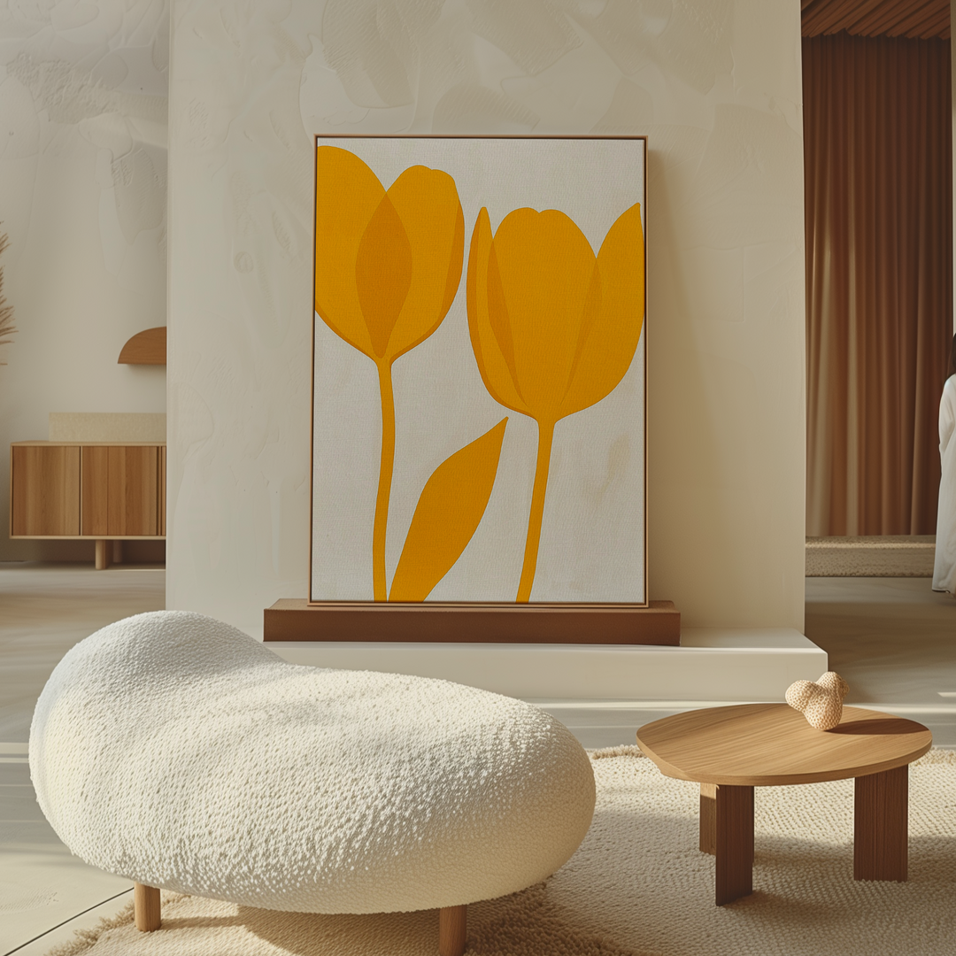 Golden Tulips Abstract Canvas Art