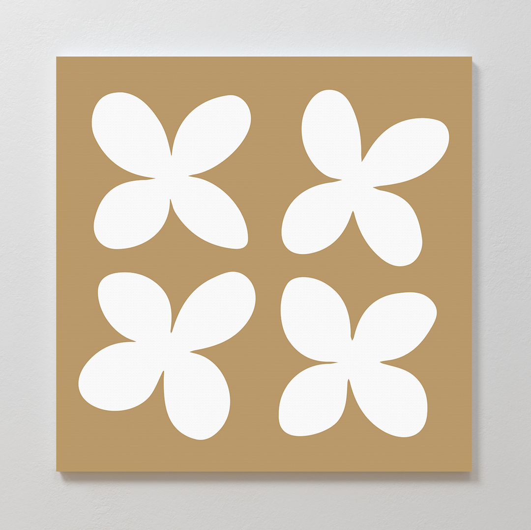 Beige Blossoms Abstract Canvas Art