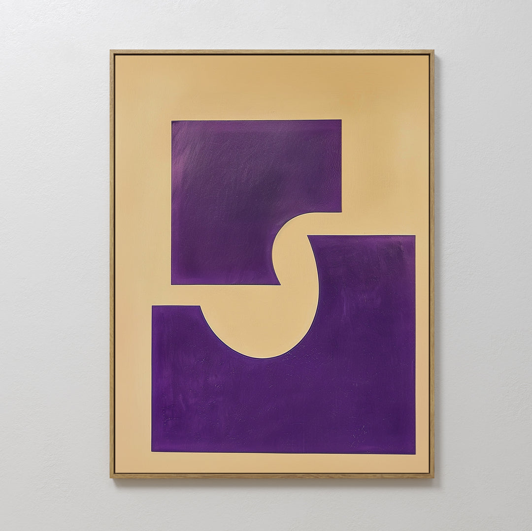 Purple Duo on Beige Abstract Canvas Art
