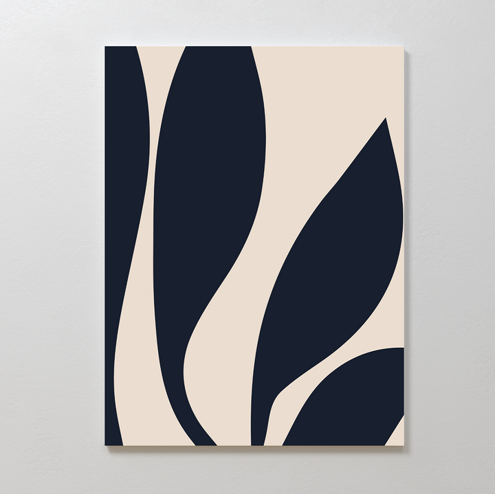 Dark Blue Leaves Abstract Canvas Art