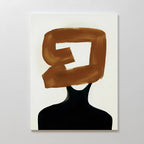 The Rustic Persona Canvas Art showcases a modern silhouette in a black turtleneck, its faceless form highlighted by an abstract brown brushstroke on white—ideal as minimalist, abstract wall art.