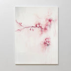 Sakura Dream Canvas Art features minimalistic pink cherry blossoms on a soft off-white background, adding a dreamy, serene touch to any bedroom decor.