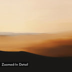 Sienna Ridge Canvas Art features blurred bands of cream, tan, orange, and brown reminiscent of a sunset over hills. A black box in the corner reads “Zoomed-In Detail,” enhancing its minimalist landscape wall decor style.