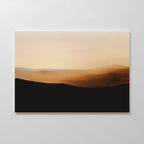 Sienna Ridge Canvas Art showcases abstract landscape forms in soft, blurred browns, beige, and black on a light backdrop—evoking sunrise or sunset over hills. Ideal minimalist wall art for modern living room decor.