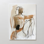 Sitting Silhouette Abstract Canvas Art features bold lines and earthy brushstrokes depicting a relaxed figure seated and viewed from behind, capturing artistic fluidity on a bright white background.