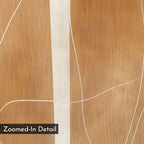 Soft Brown Flow Abstract Canvas Art features a textured surface in warm brown and tan tones, accented by thin white lines and a bold vertical stripe. Ideal minimalist wall art to elevate your living room. Text on the artwork: Zoomed-In Detail.