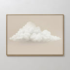 The Soft Drift Canvas Art features a fluffy white cloud on a soft beige background, embodying neutral tones for a calm, minimalist wall art look.