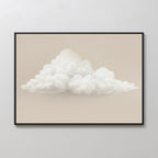 The Soft Drift Canvas Art features a fluffy white cloud on a light beige background, bringing serene minimalist style and neutral tones to any plain white wall.