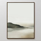 Soft Valley Canvas Art – Vertical features misty hills in soft green, gray, and beige gradients. Its blurred edges and abstract style bring a calm, minimalist feel—perfect landscape wall art to create a serene atmosphere in any space.