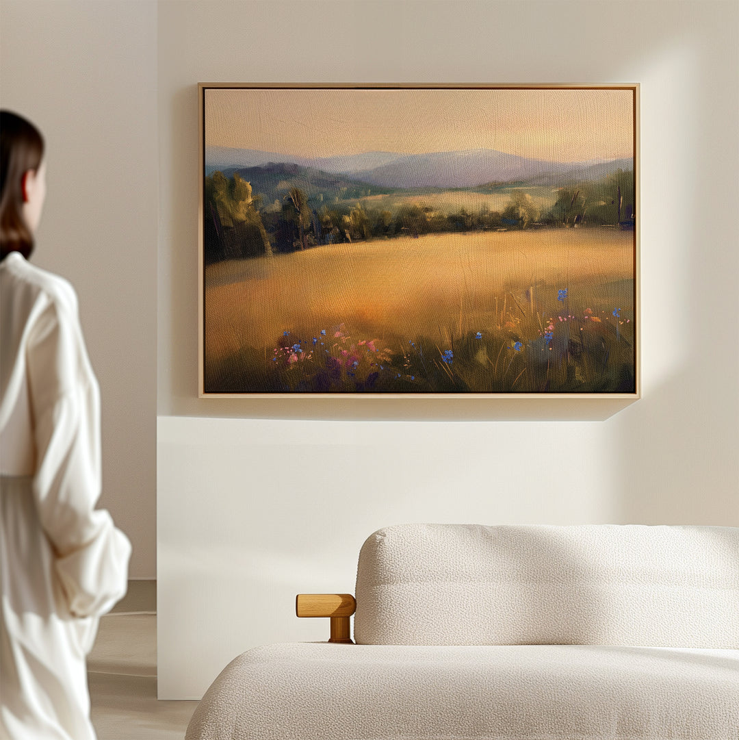 Golden Horizon Abstract Canvas Art