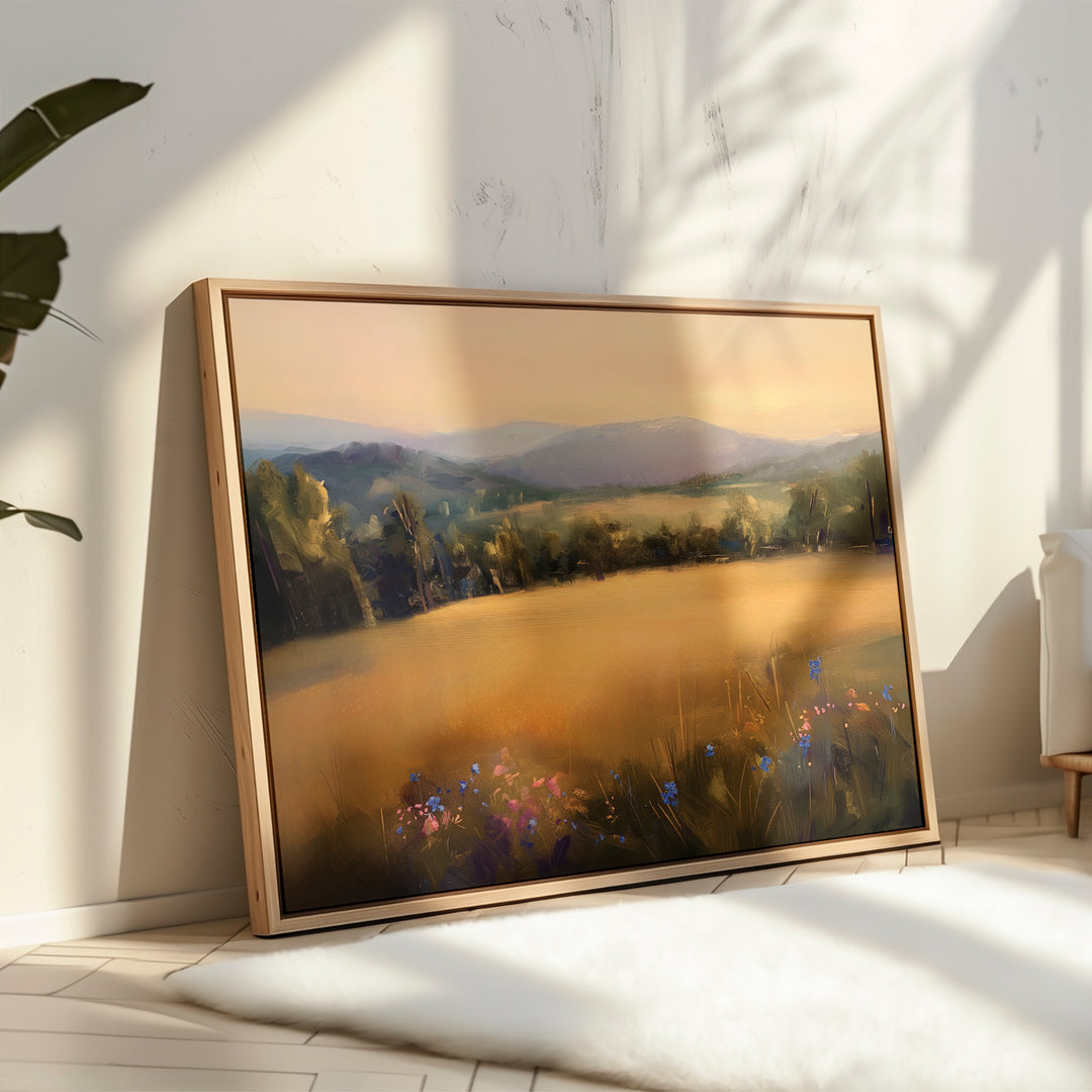 Golden Horizon Abstract Canvas Art