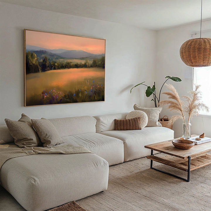 Golden Horizon Abstract Canvas Art