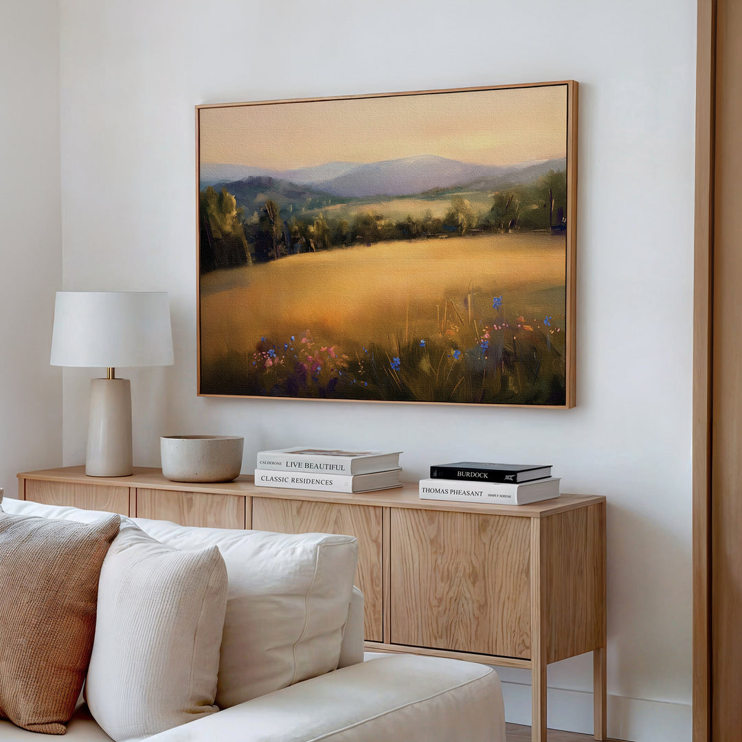 Golden Horizon Abstract Canvas Art