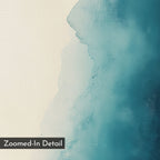 Zoomed-in detail of Teal Tide Canvas Art, showcasing a textured surface with a gradient from off-white to teal blue—ideal for modern wall decor. A label in the lower left corner reads Zoomed-In Detail.
