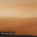 Tranquil Vista Abstract Canvas Art features warm, blended orange and brown shades in a minimalist design. A gentle gradient moves from light to dark with a "Zoomed-In Detail" label—perfect modern wall art for living room decor.