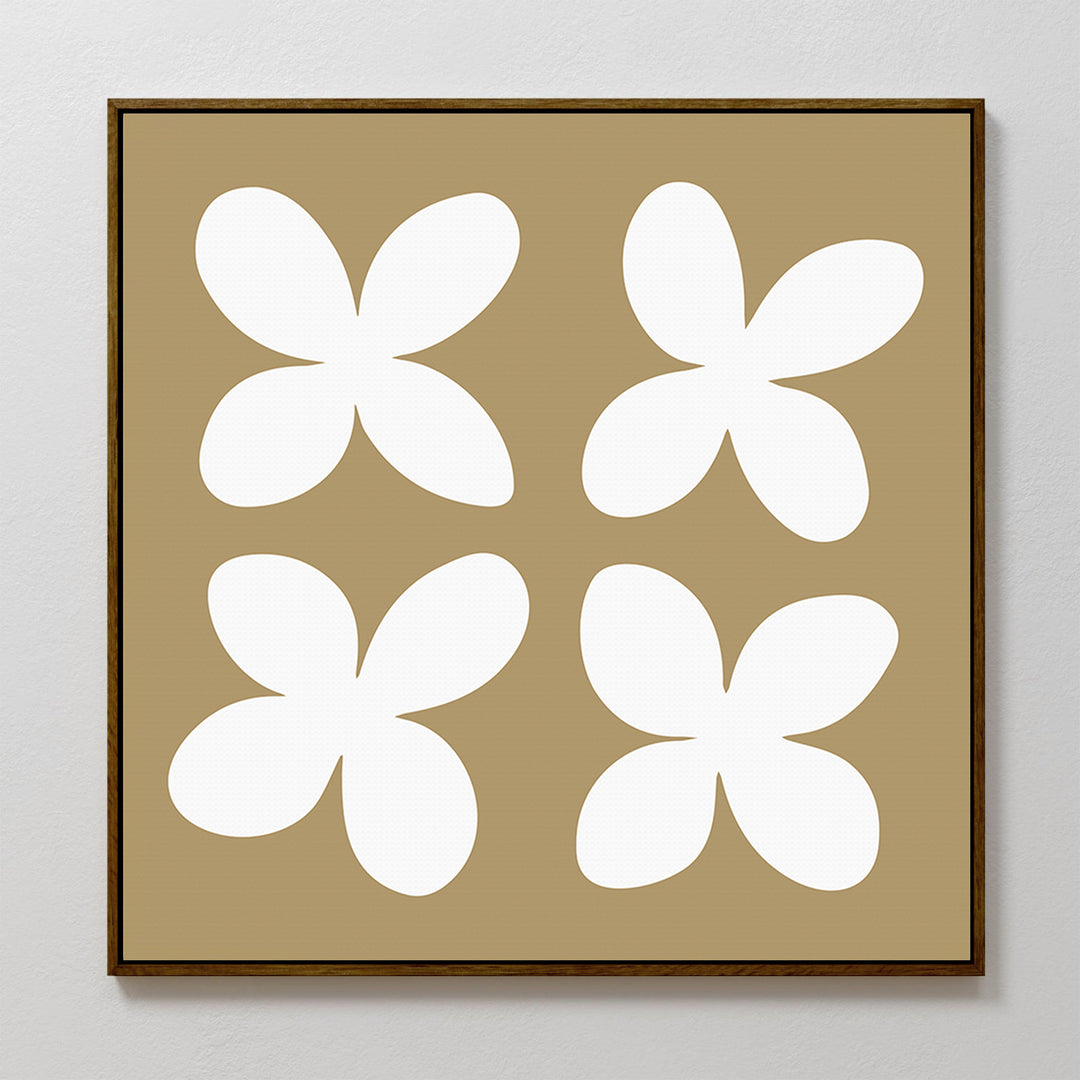 Beige Blossoms Abstract Canvas Art