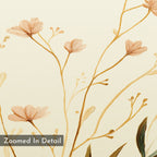 The Autumn Botanicals Canvas Art - Horizontal features hand-drawn tan and brown wildflowers with long stems on a light beige background. "Zoomed In Detail" appears in the bottom left, making it perfect autumn wall decor.