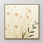 Autumn Botanicals Canvas Art - Square features delicate light brown and green wildflowers with thin stems on a cream background, offering a minimalist and elegant autumn-inspired wall art design.