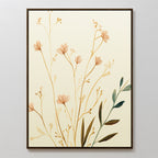 The Autumn Botanicals Canvas Art - Vertical features delicate beige and brown autumn botanicals on a light cream background, exuding botanical elegance with minimal details and soft, natural tones.
