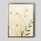 The Autumn Botanicals Canvas Art - Vertical showcases minimalist botanical illustrations in beige, light brown, and green on a light background, bringing true elegance to any space.