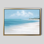 The Azure Tranquility Canvas Art - Horizontal features a serene beach and turquoise waters, perfectly capturing the peaceful beauty of the ocean.