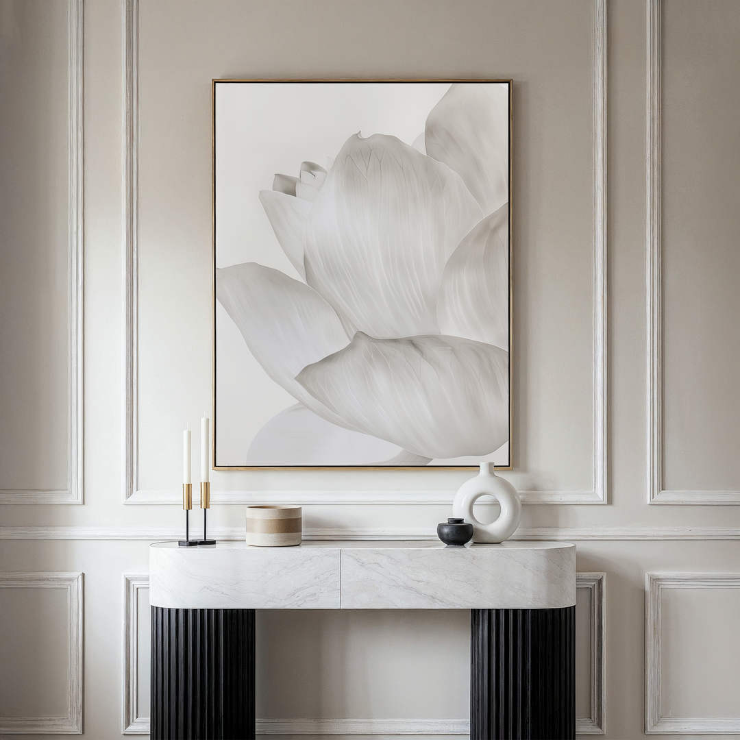 White Blossom Abstract Canvas Art