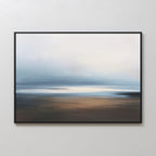 Blurred Seascape Canvas Art - Horizontal features soft blue, white, and brown tones with smooth brushstrokes, creating a dreamy, tranquil atmosphere perfect for modern decor.