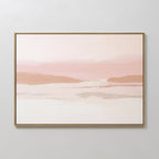 The Blush Mesa Canvas Art - Horizontal features soft pastel hues of pink, peach, and beige in a minimalist abstract landscape, making it ideal for earth-toned decor.
