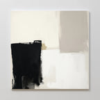 Bring bold contrast to your living room with the Bold Division Canvas Art - Square. This minimalist abstract print features a large black brushstroke block on a beige and off-white background, adding modern geometric style to any space.