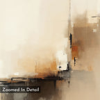 Burnt Sienna Convergence Canvas Art – Horizontal features blended brushstrokes and intersecting lines in beige, cream, brown, and burnt sienna tones. A “Zoomed In Detail” label at the bottom makes it perfect for modern spaces.