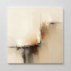 Burnt Sienna Convergence Canvas Art - Square features soft beige, cream, and brown tones with blended areas and sharp lines—perfect modern wall art for a light Nordic Park-inspired space.