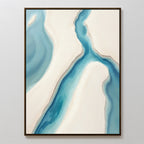 Coastal Dreams Canvas Art - Vertical showcases abstract blue water channels against beige and white sand, evoking a river delta from above. This canvas print brings serene coastal style to any light-toned room.