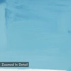 A close-up of the Cobalt Intersection Canvas Art - Square reveals visible brush strokes and a subtle painted blue texture, with "Zoomed In Detail" text in a gray box at the bottom left, evoking contemporary abstract style.