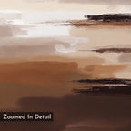 The Desert Winds Canvas Art - Vertical features an abstract blend of brown, beige, and white brushstrokes with darker streaks for depth, inspired by Nordic Park earth tones. "Zoomed In Detail" is printed in the lower left corner.