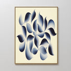 The Flowing Shadows Canvas Art - Vertical features abstract, gradient navy and blue shapes on a beige background, creating a calming modern look—perfect wall art for your living room decor.