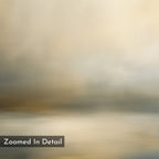 Foggy Bay Impressions Canvas Art - Vertical features a blurred, abstract print in soft beige, gray, and brown, evoking a misty landscape. "Zoomed In Detail" appears in a gray box at the lower left, adding serene elegance for wall art.