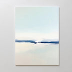 The Frozen Channel Canvas Art - Vertical features minimalist wall art with soft hues and vertical bands of dark blue and white brushstrokes, evoking a tranquil abstract seascape—ideal for modern living room decor.