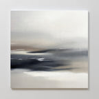 Grey Ripples Canvas Art - Square features soft, blurred shades of white, gray, and muted brown with thin white lines. This abstract artwork creates a misty, tranquil feel—perfect as a minimalist print to enhance the calm ambiance of modern living rooms.