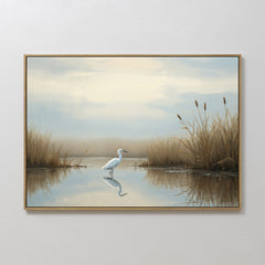 Horizontal — Heron's Morning Canvas Art - Horizontal