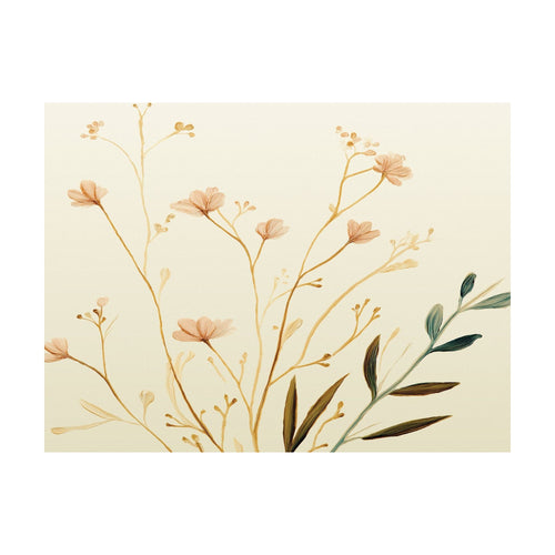 Watercolor illustration of Autumn Botanicals featuring delicate autumn foliage in muted earth tones against a pale background, capturing a sense of botanical elegance.