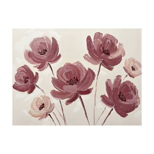 Autumn Rose abstract wall art featuring deep pink and light blush flowers on a neutral background in a vintage-inspired style.