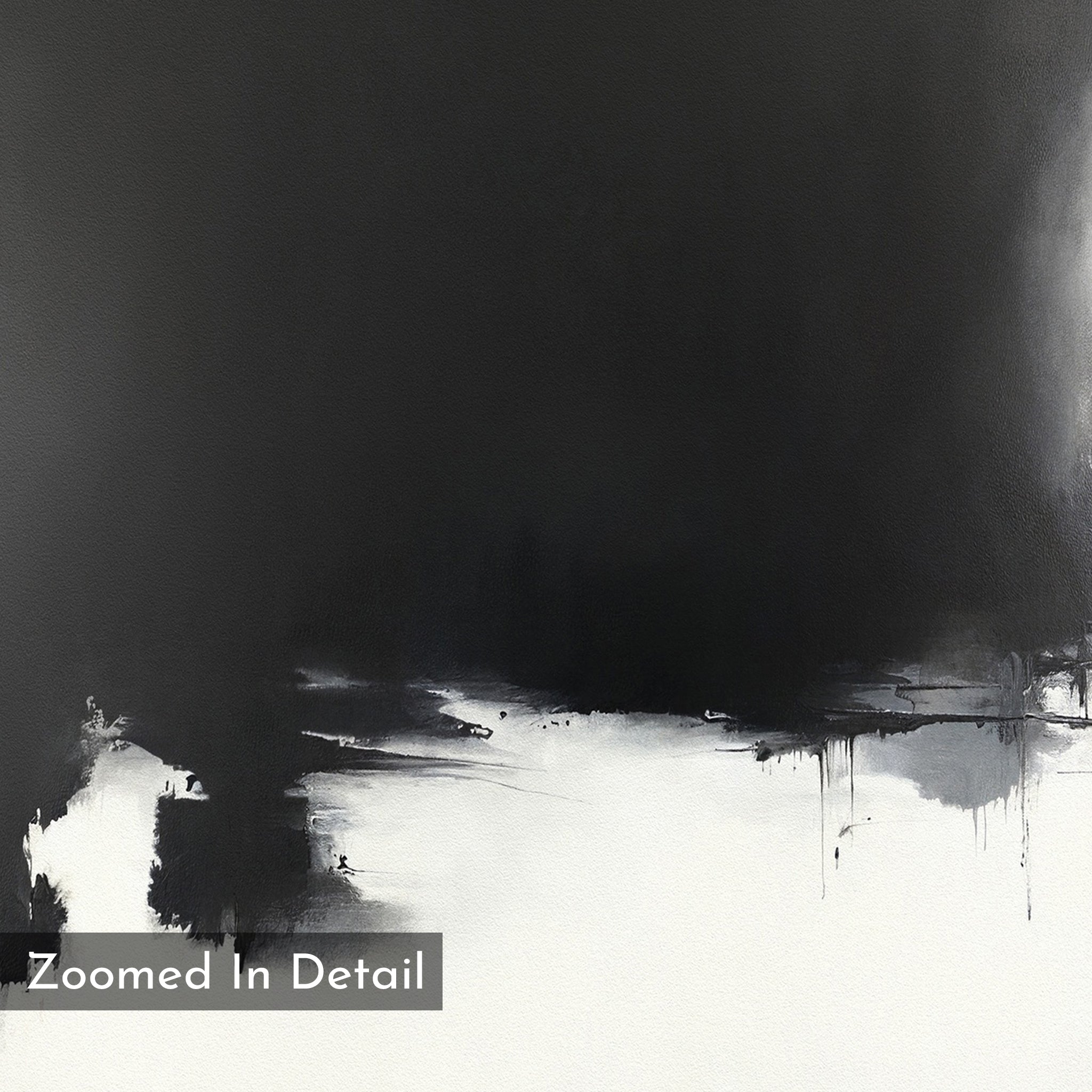 Ink Cloud Formation Canvas Art - Vertical features a large black area at the top fading into white at the bottom, with bold, irregular brushstrokes and drips—an example of modern sophistication in Nordic Park artwork.
